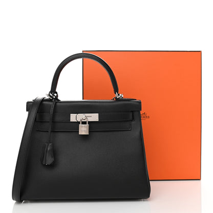 Hermes Madame Calfskin Kelly Retourne 28 Black 11 of 11