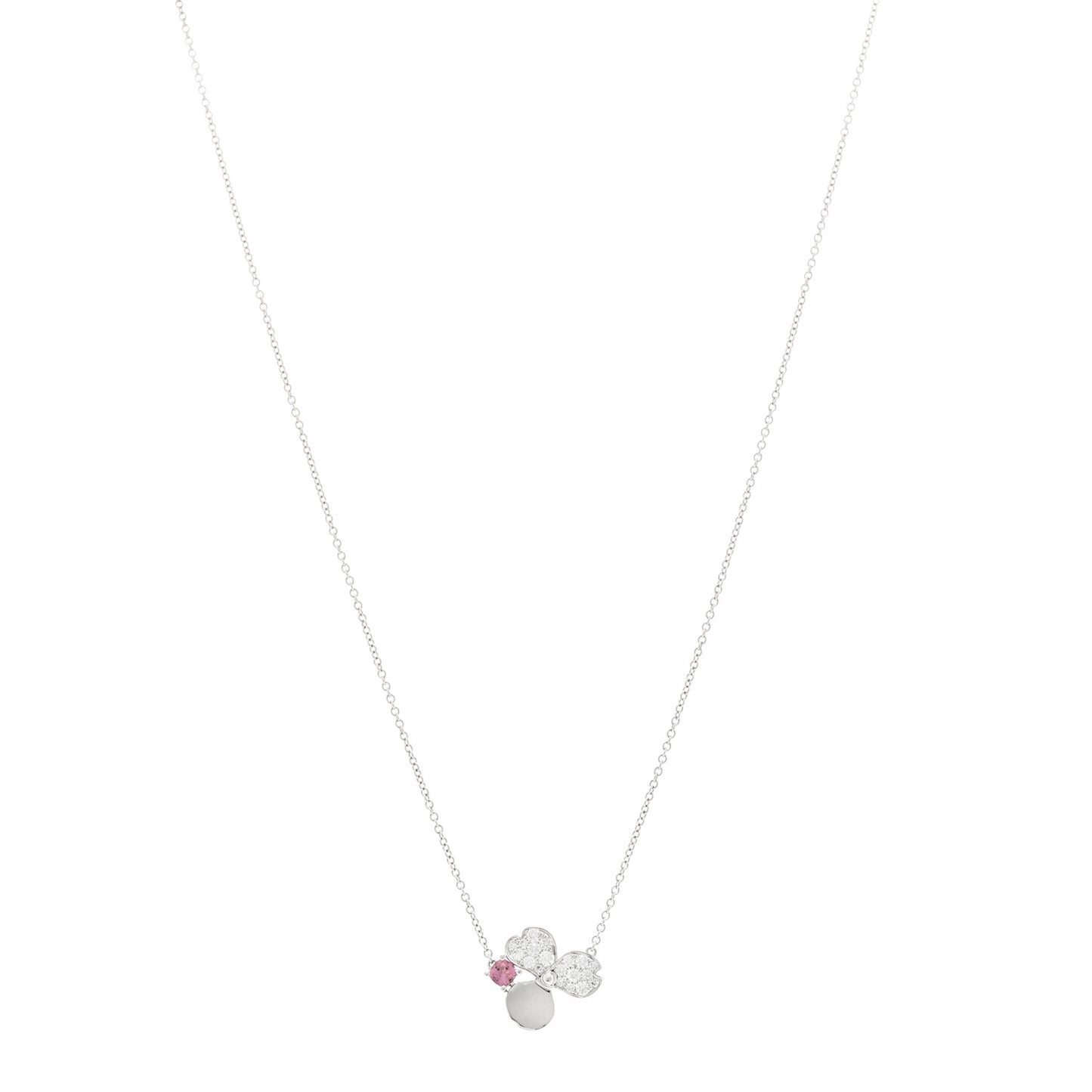 Platinum Diamond Pink Tourmaline Paper Flowers Pendant Necklace