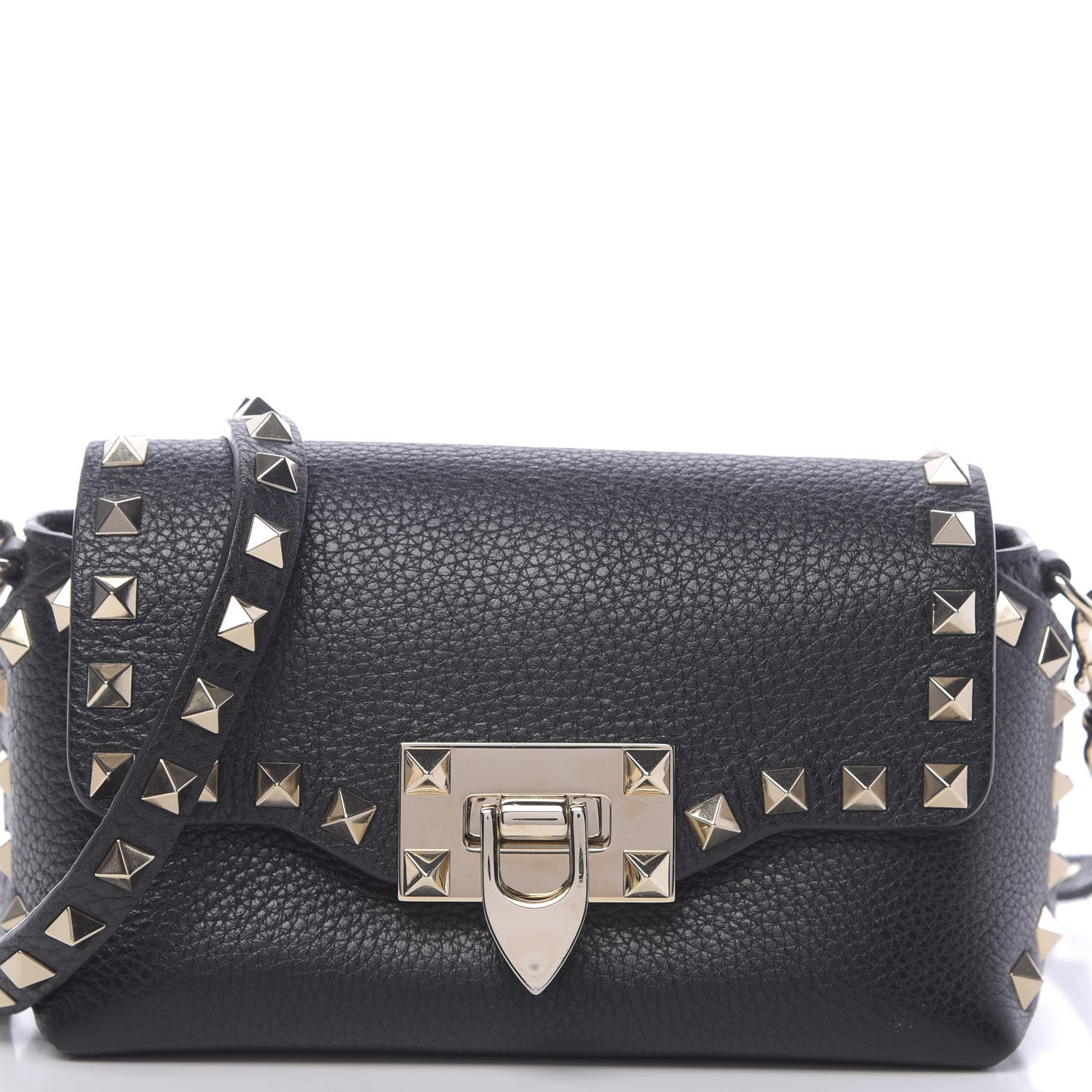 Valentino Garavani Pebbled Calfskin Mini Rockstud Crossbody Bag Black 7 of 9