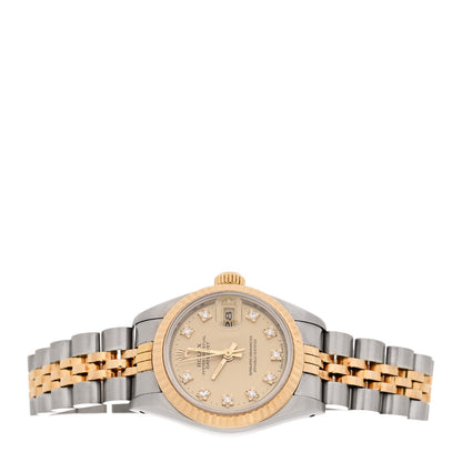 Rolex Stainless Steel 18K Yellow Gold Diamond 26mm Oyster Perpetual Datejust Watch Champagne 69173 2 of 5