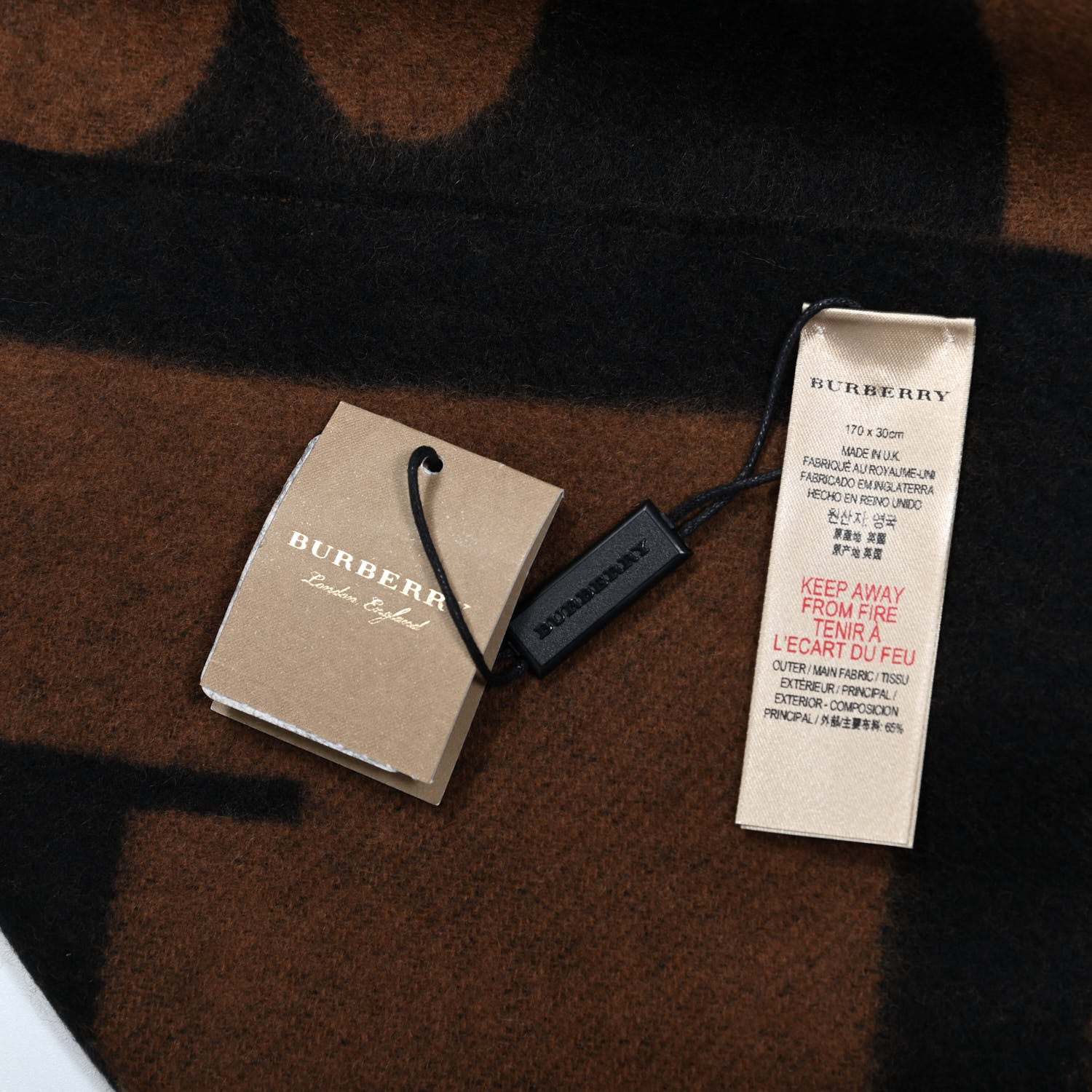 Burberry Wool Cashmere Logo Scarf Camel 4 of 4