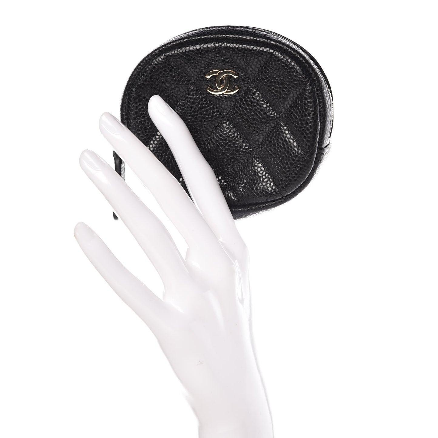 Caviar Quilted Zip Around Classic Coin Purse Black
