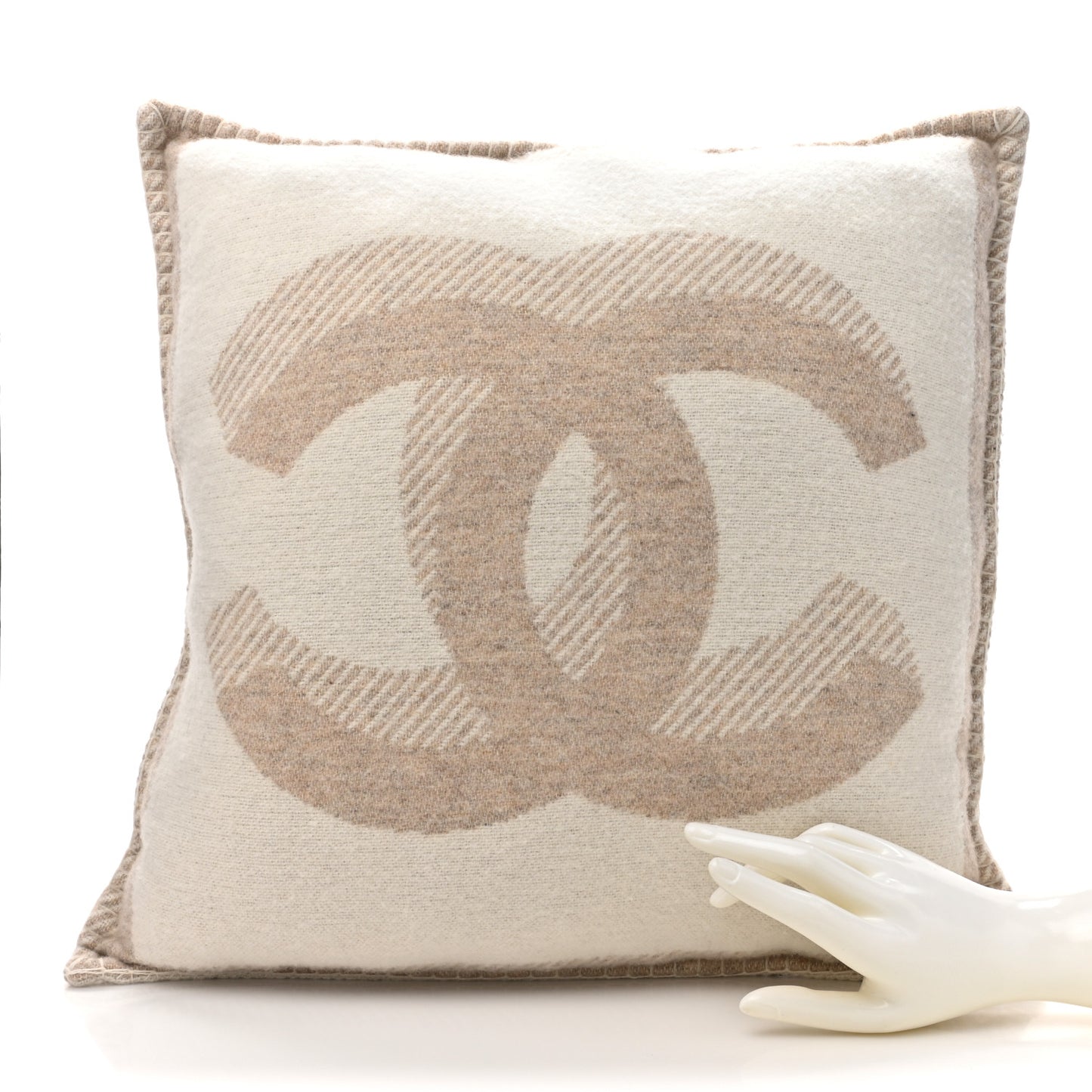 Merino Wool Cashmere CC Pillow Beige Off White