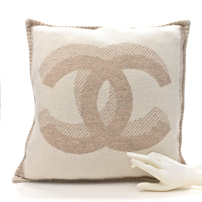 Chanel Merino Wool Cashmere CC Pillow Beige Off White 2 of 5