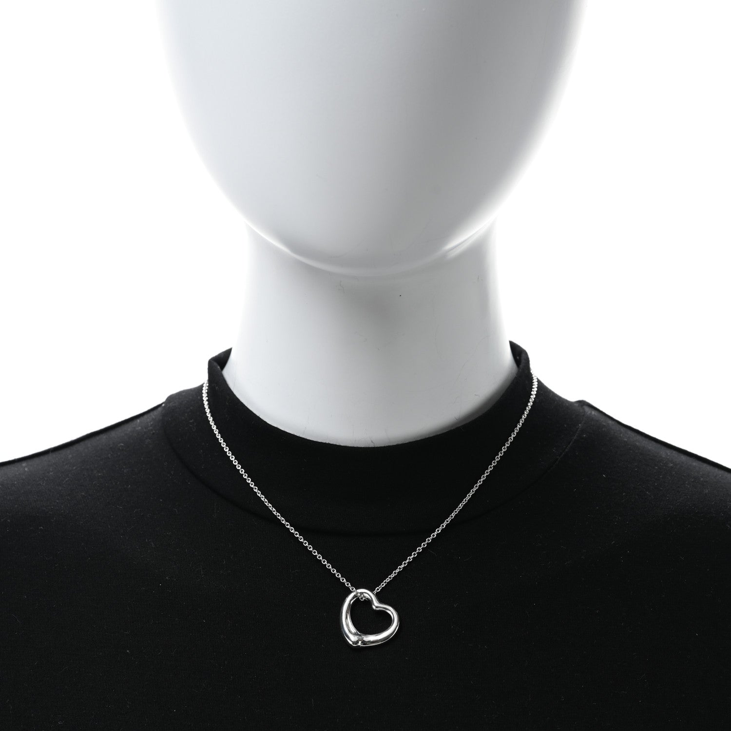Tiffany Sterling Silver 22mm Elsa Peretti Open Heart Pendant Necklace 3 of 4