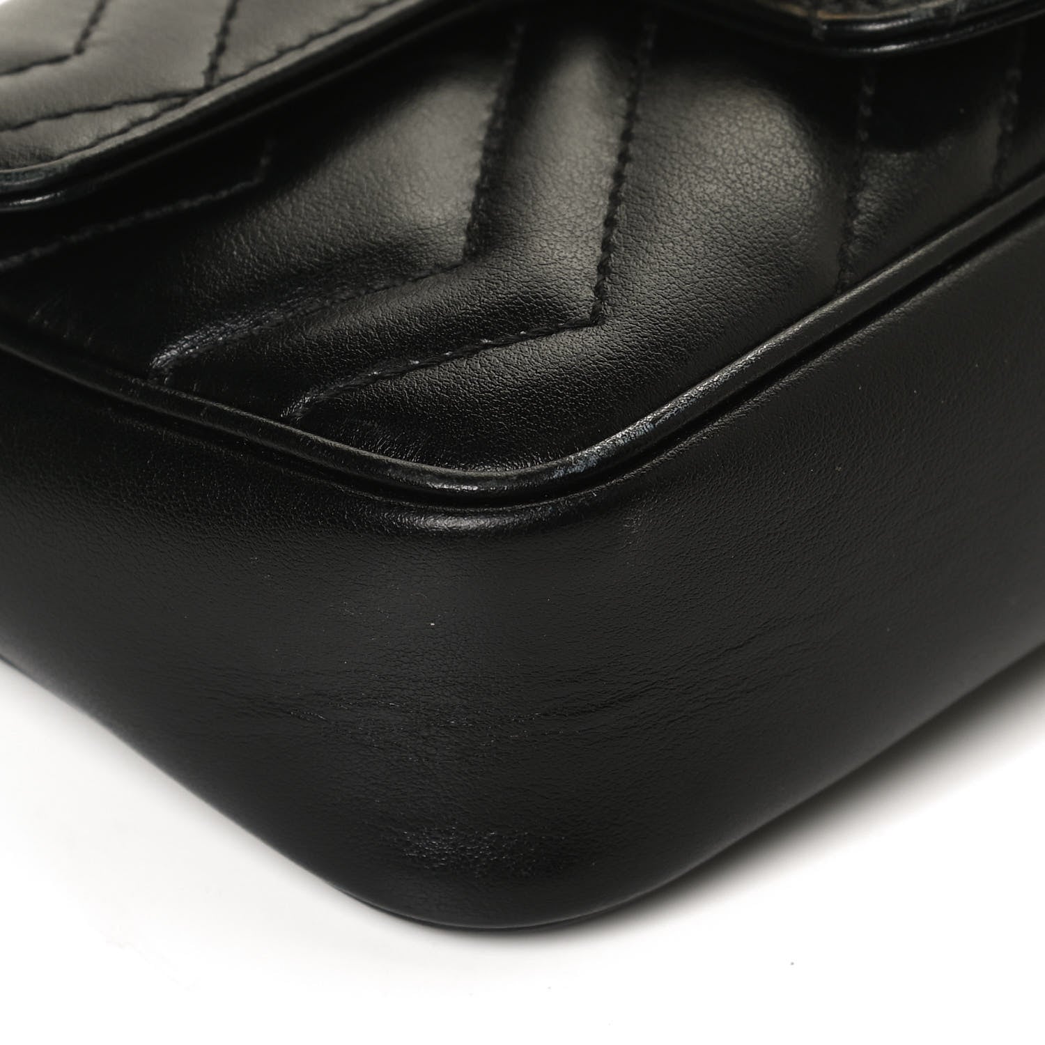 Gucci Calfskin Matelasse Super Mini GG Marmont Shoulder Bag Black 12 of 13
