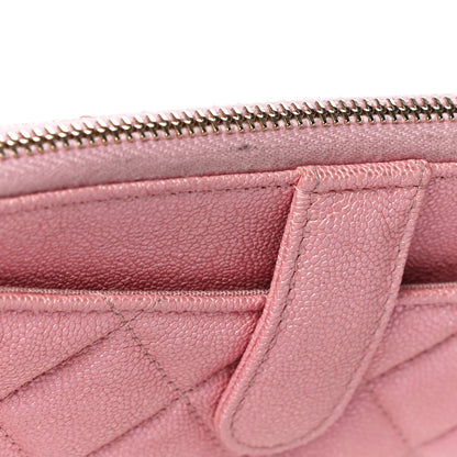 Chanel Iridescent Caviar Quilted Classic Pouch With Handle Rose Pink 16 of 16