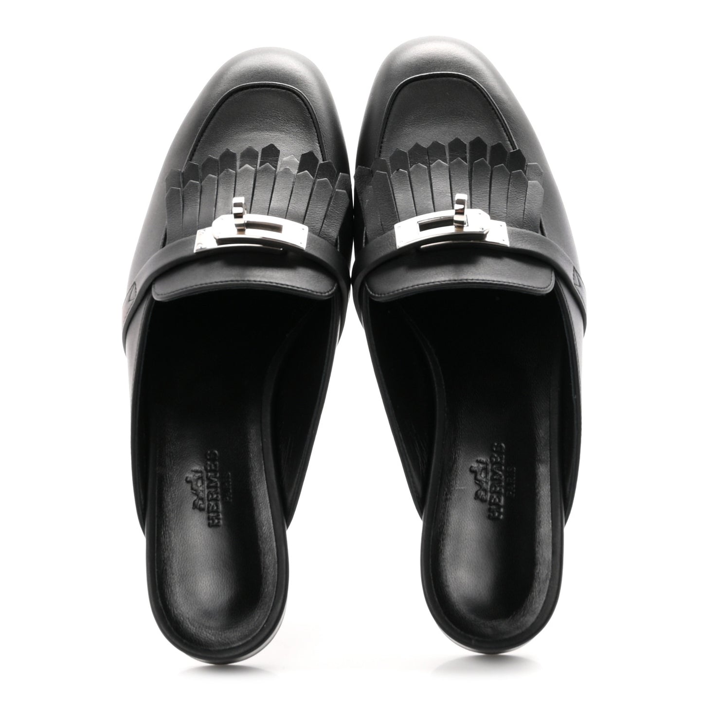 Fringed Calfskin Oz Mules 36.5 Black