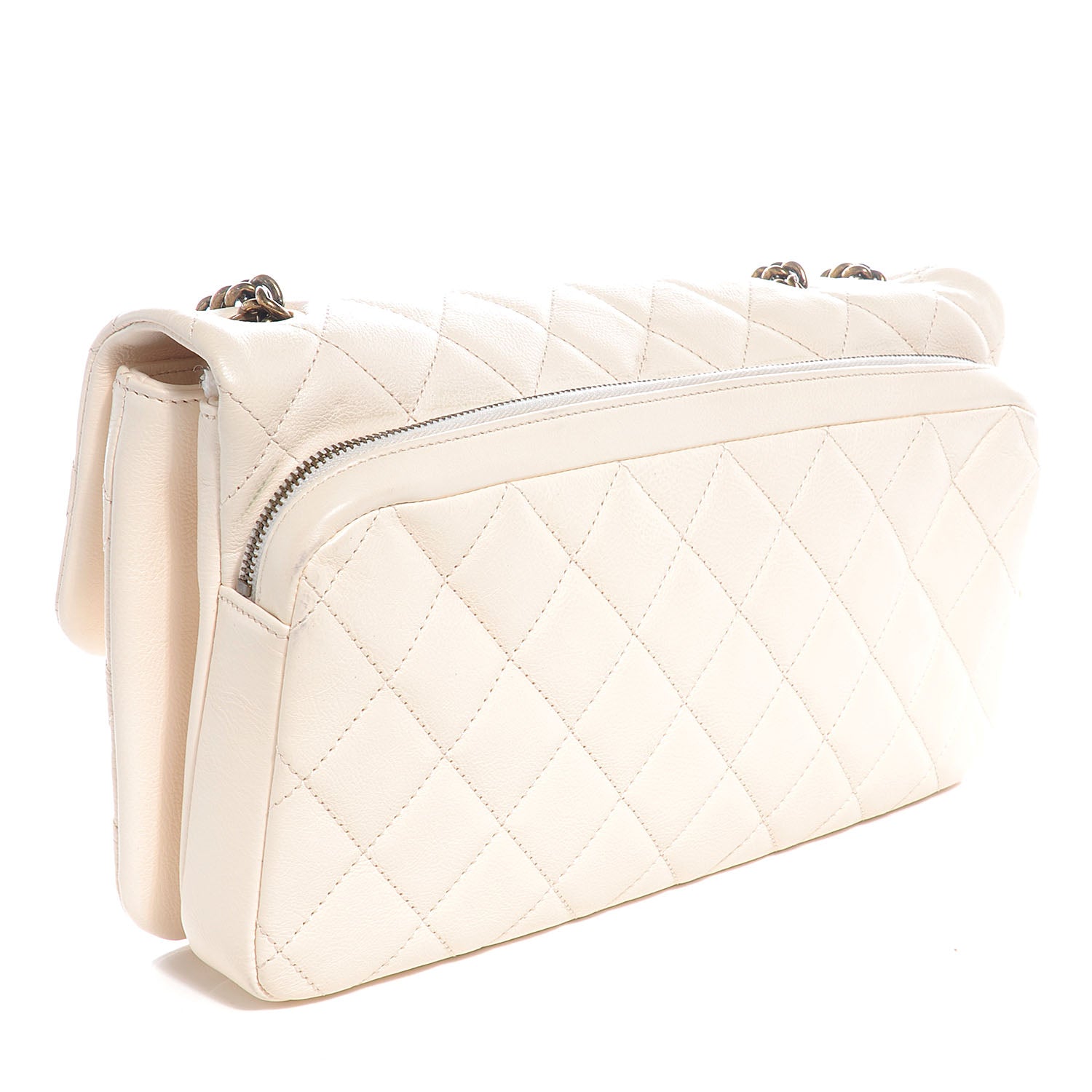 Chanel Calfskin CC Crown Medium Flap Dark White 3 of 7
