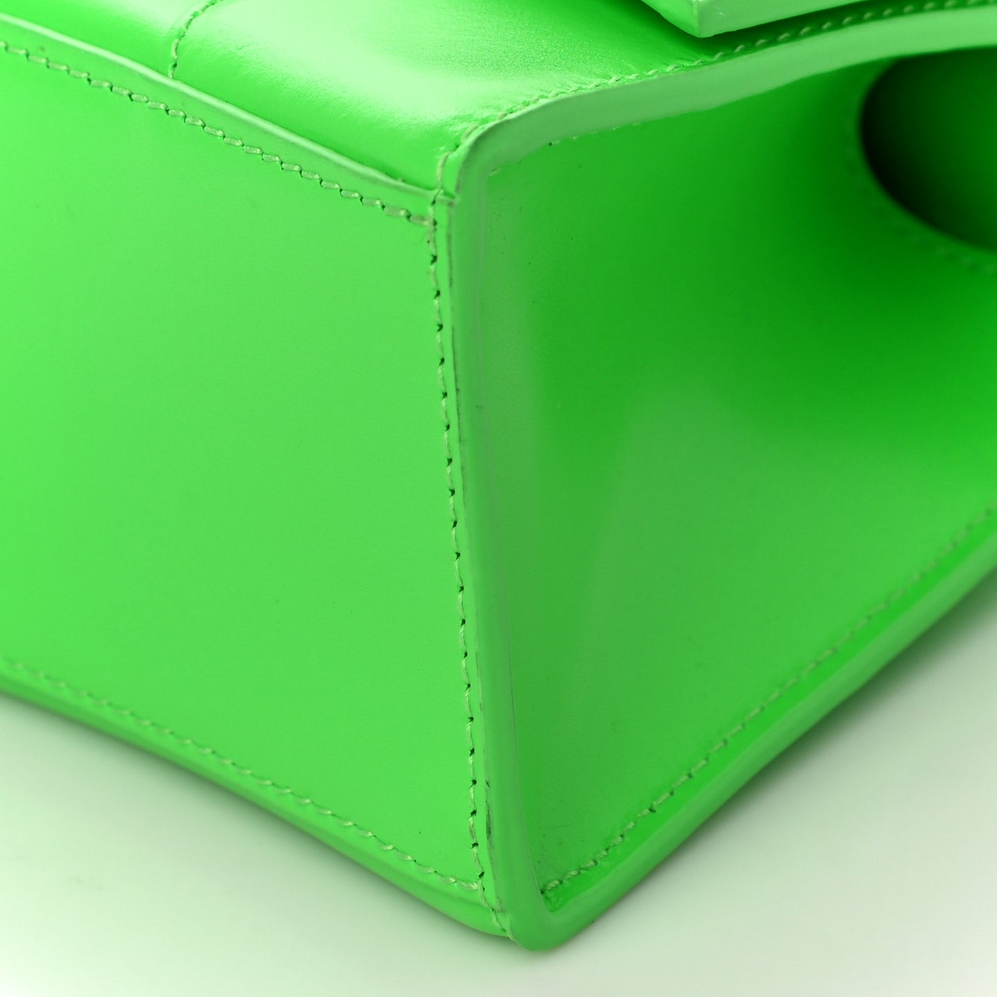 Shiny Box Calfskin Hourglass Top Handle Bag XS Fluo Green