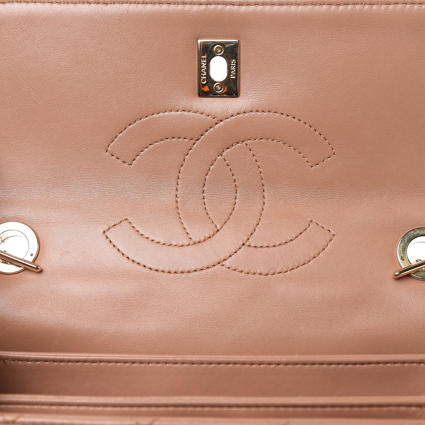 Lambskin Quilted Small Trendy CC Flap Dual Handle Bag Camel