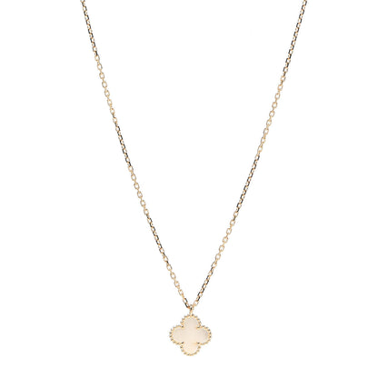 Van Cleef & Arpels 18K Yellow Gold Mother of Pearl Sweet Alhambra Pendant Necklace 1 of 8