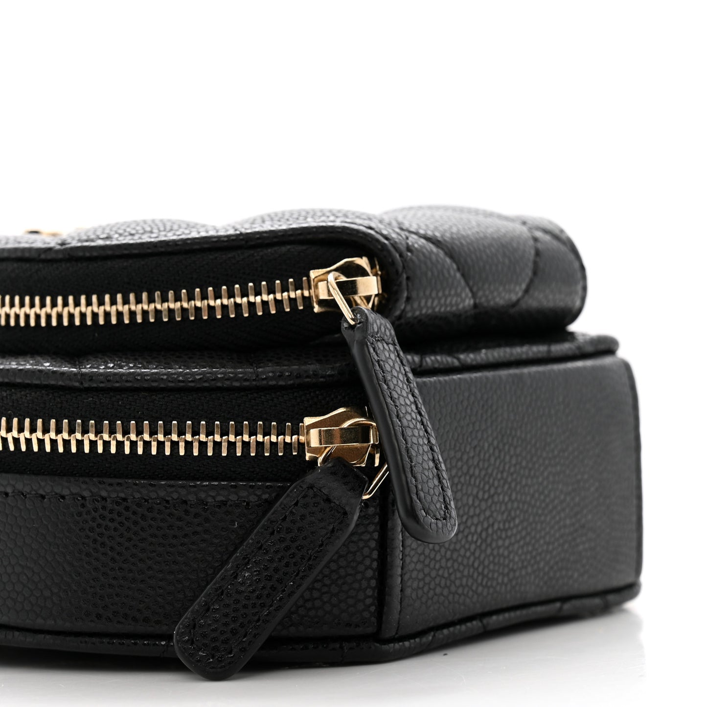 Caviar Quilted Round Coco Clutch With Chain Black