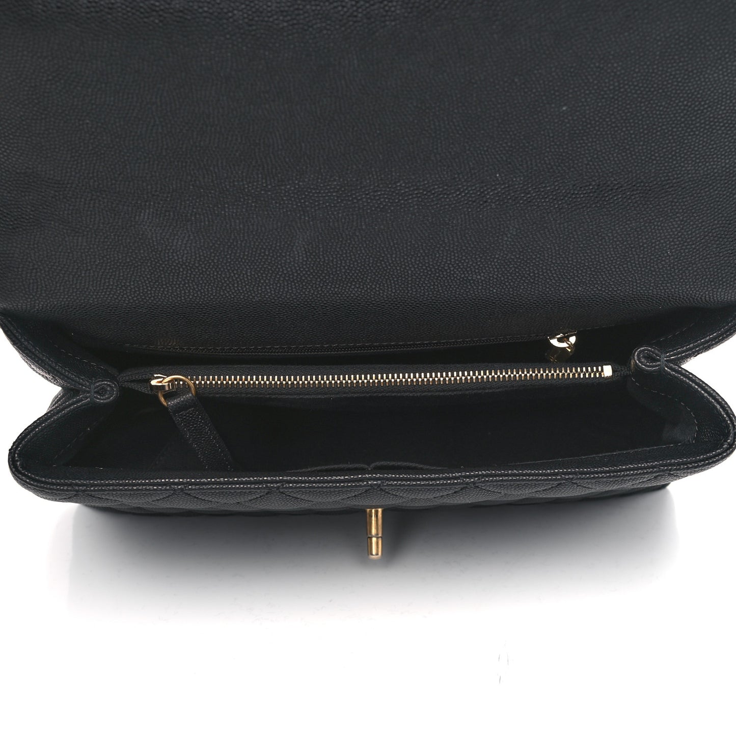 Caviar Lizard Embossed Quilted Small Coco Handle Flap Black