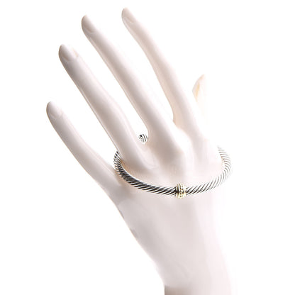 David Yurman Sterling Silver 14K Yellow Gold 5mm Cable Classics Single Station Bracelet 2 of 5