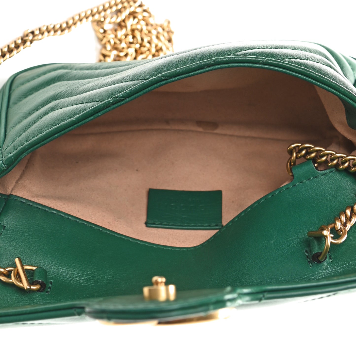 Calfskin Matelasse Super Mini GG Marmont Shoulder Bag Emerald Green