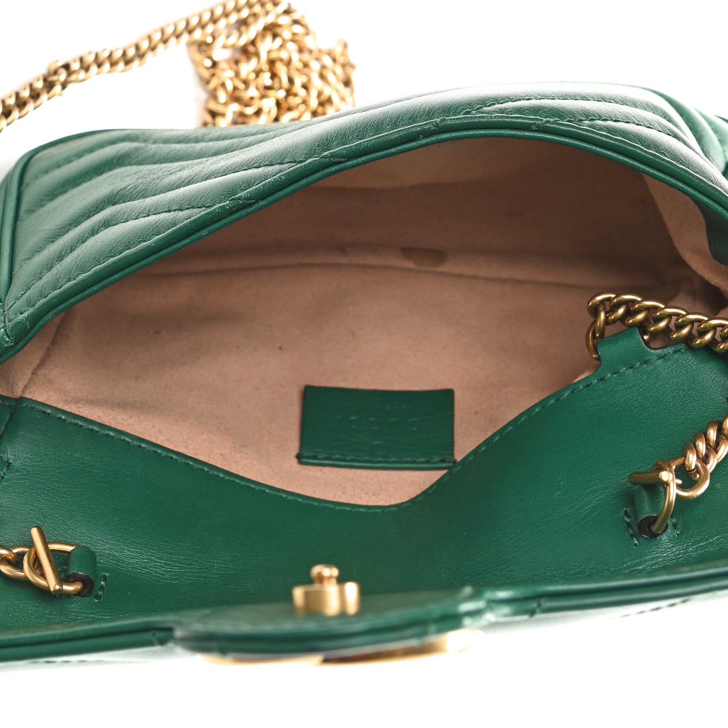 Gucci Calfskin Matelasse Super Mini GG Marmont Shoulder Bag Emerald Green 5 of 9