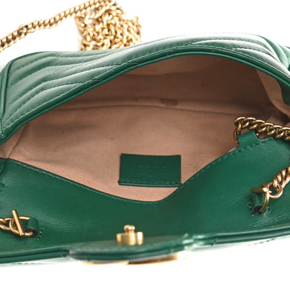 Gucci Calfskin Matelasse Super Mini GG Marmont Shoulder Bag Emerald Green 5 of 9
