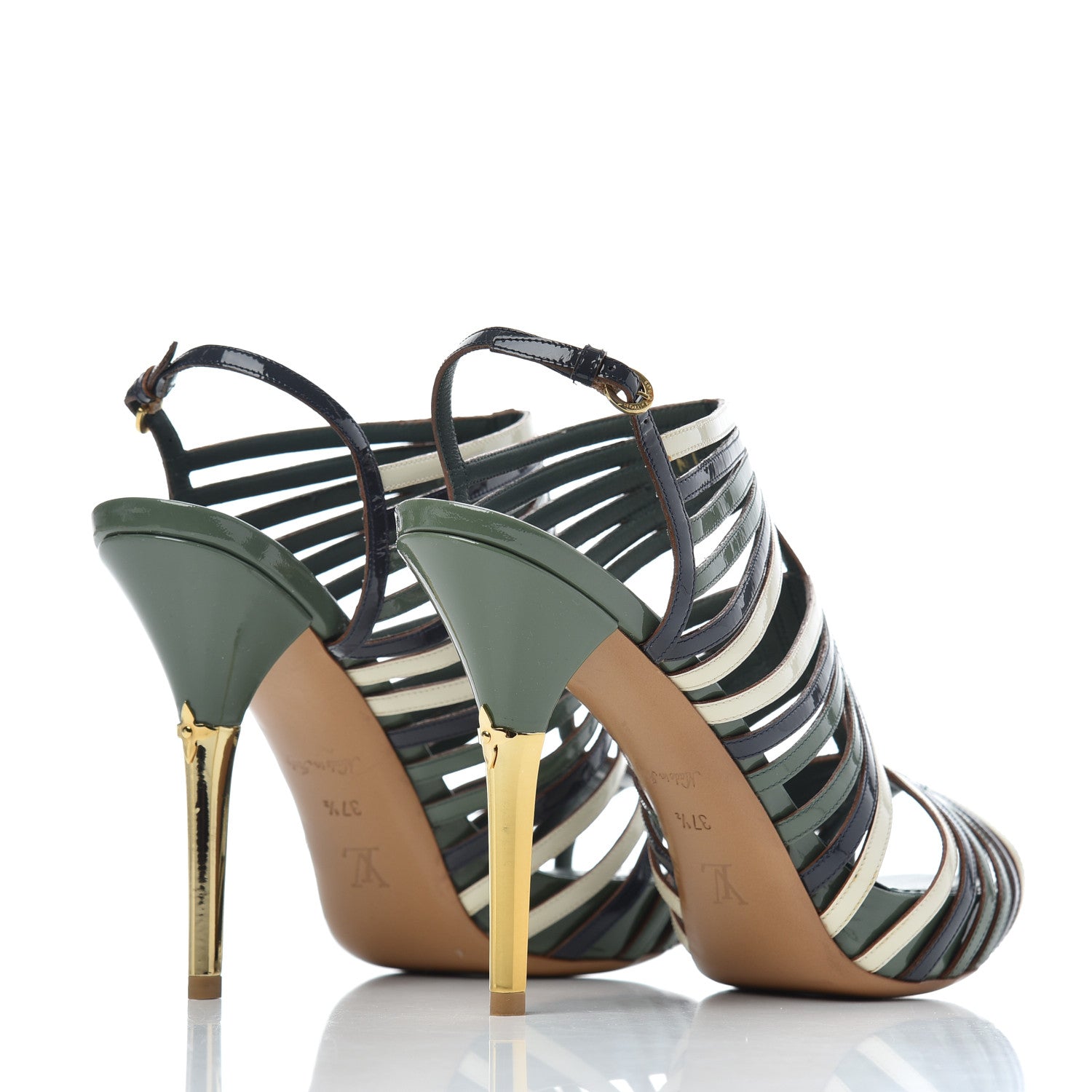 Louis Vuitton Patent Marbella Pumps 37.5 Green 4 of 16