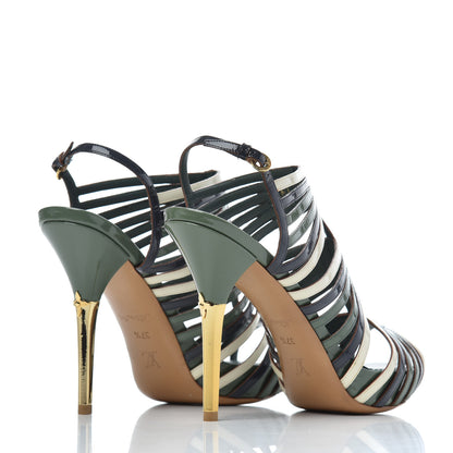 Louis Vuitton Patent Marbella Pumps 37.5 Green 4 of 16