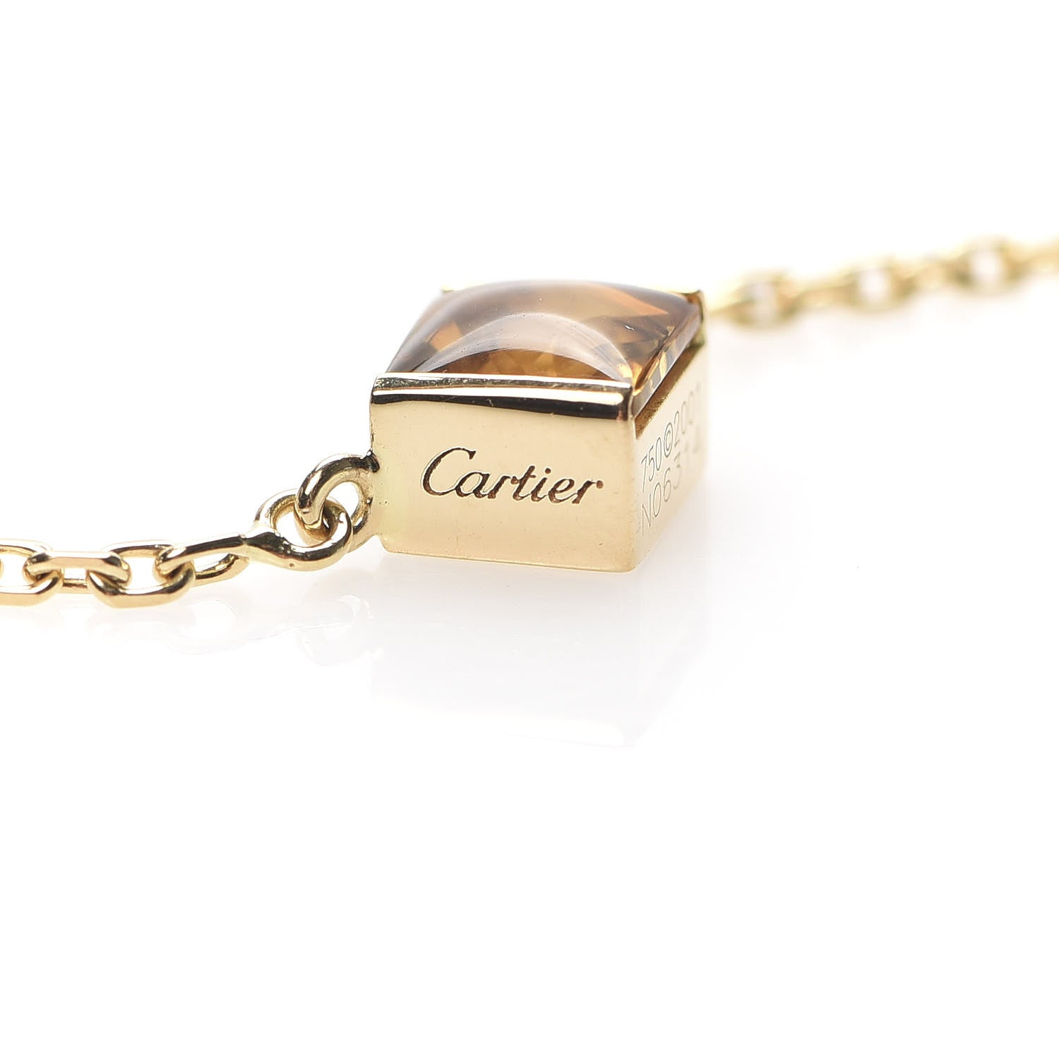 Cartier 18K Yellow Gold Citrine Tank Pendant Necklace 6 of 6