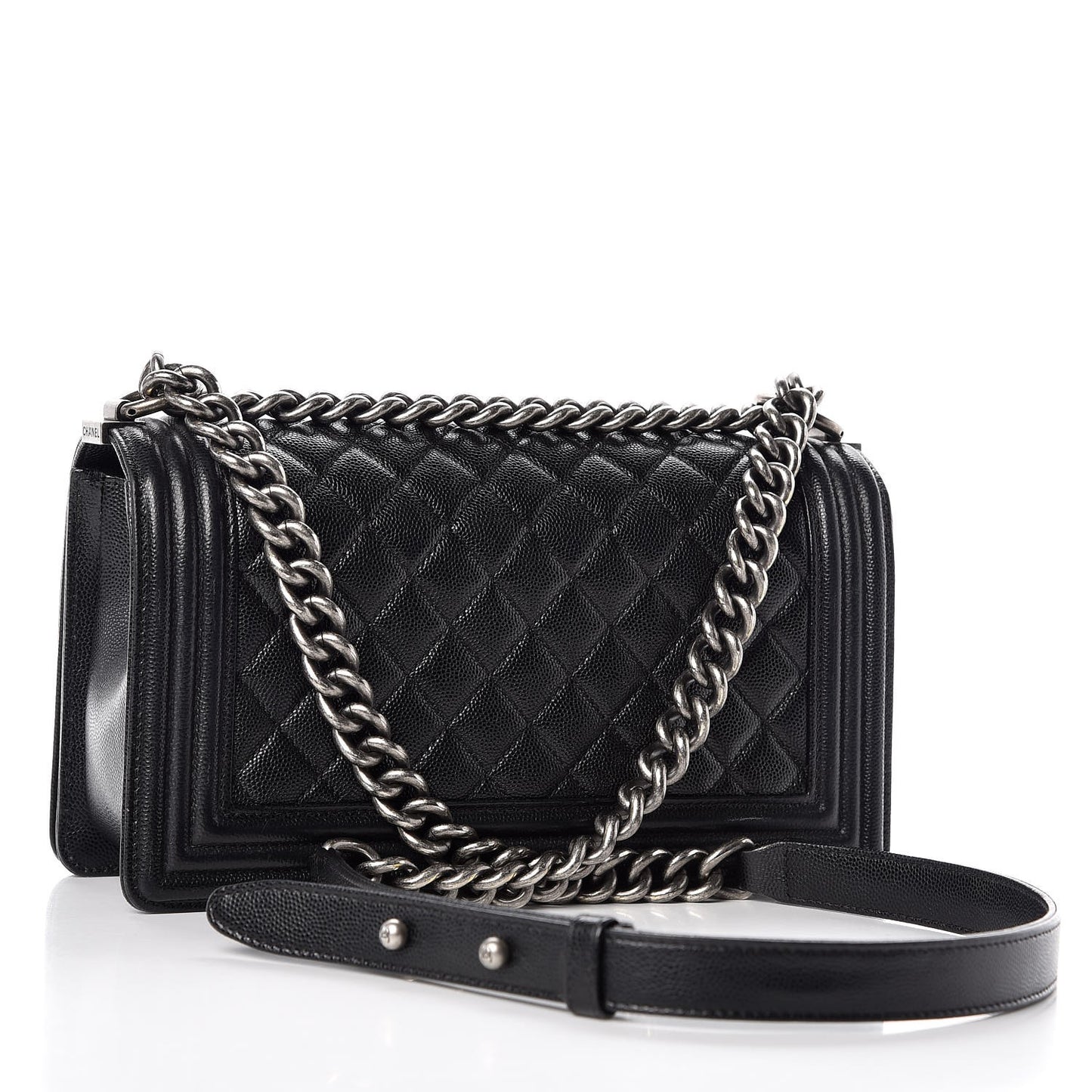 Caviar Quilted Medium Boy Flap Black