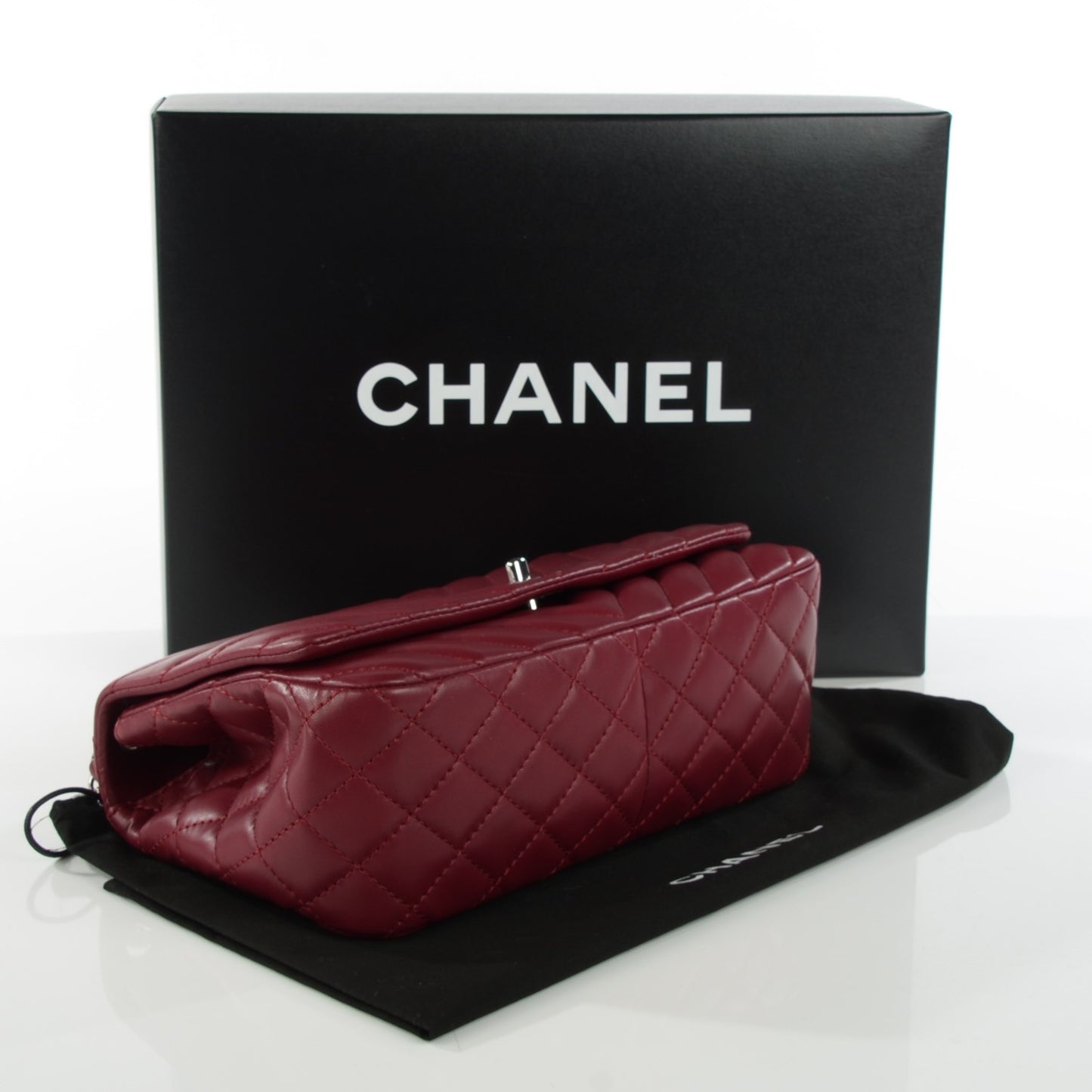 Lambskin Surpique Chevron Medium Single Flap Dark Red