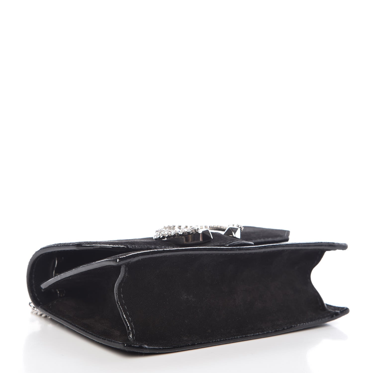 Jimmy Choo Suede Crystal Buckle Paris Crossbody Bag Black 4 of 10