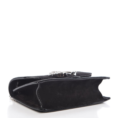 Jimmy Choo Suede Crystal Buckle Paris Crossbody Bag Black 4 of 10