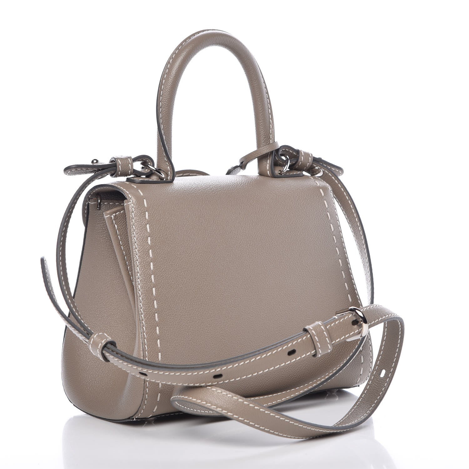 Delvaux Grained Rodeo Calfskin Surpique Mini Brillant Satchel Tourterelle Ivory 3 of 8
