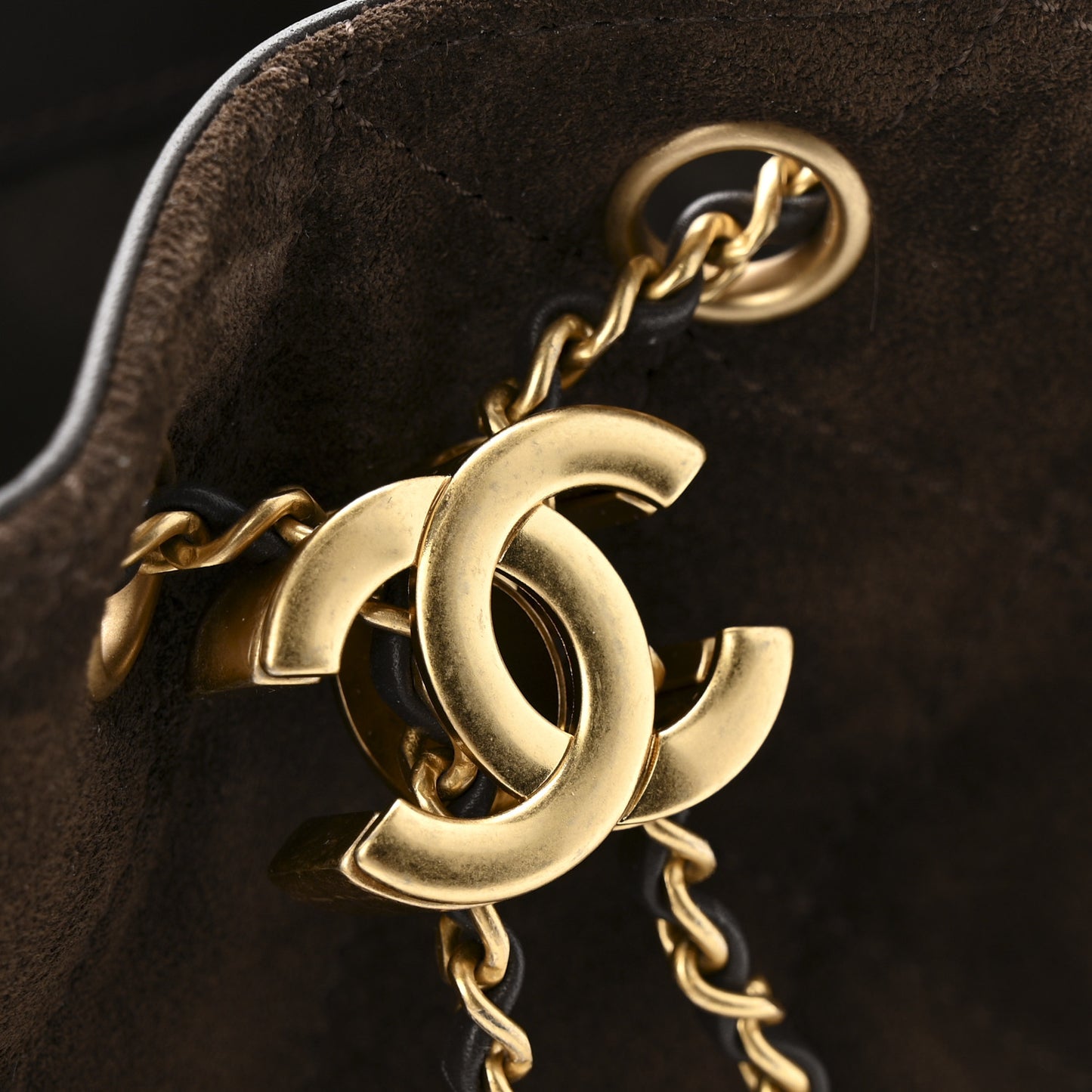 Suede Quilted Mini Chanel 25 Handbag Dark Brown