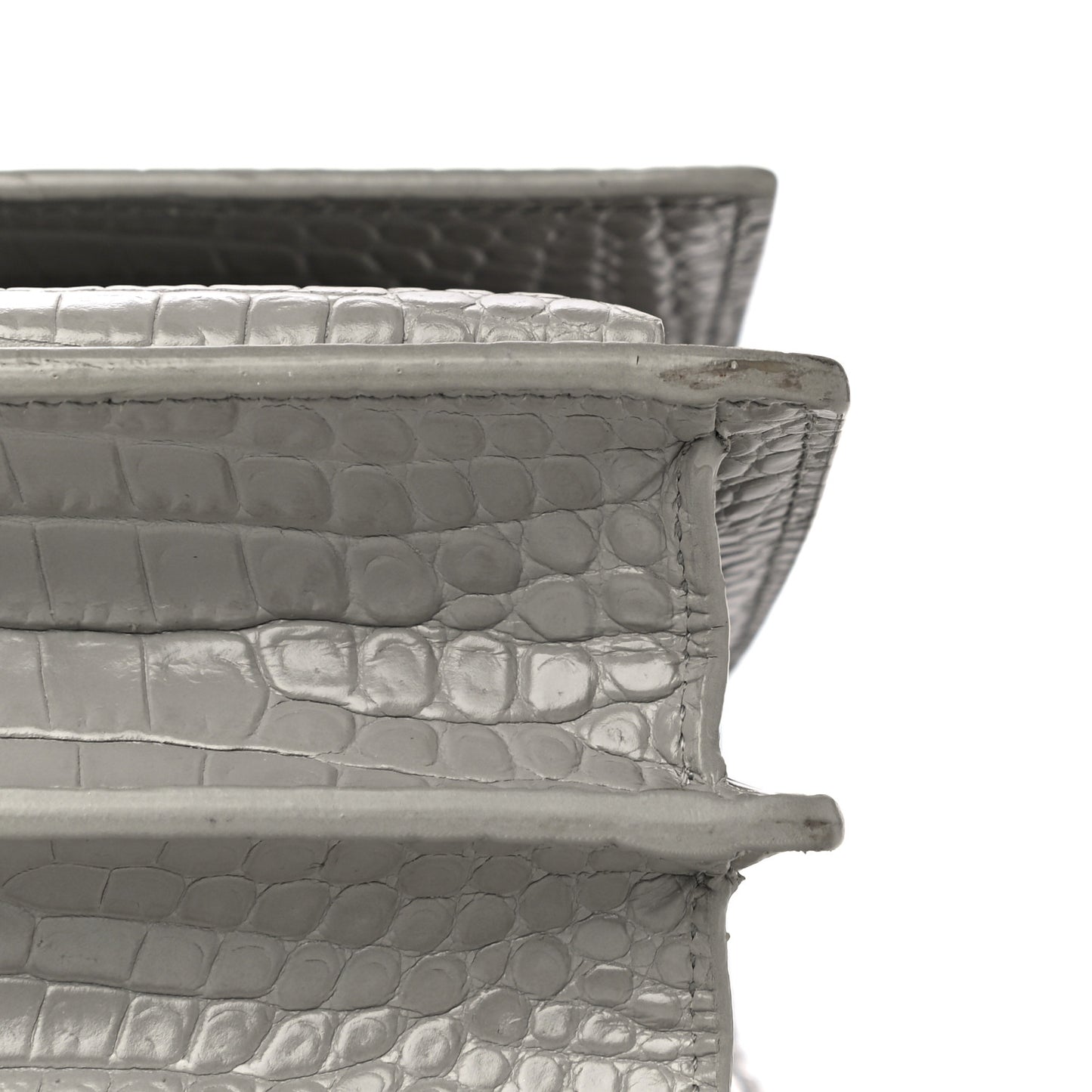 Calfskin Crocodile Embossed Medium Monogram Sunset Gris Perle