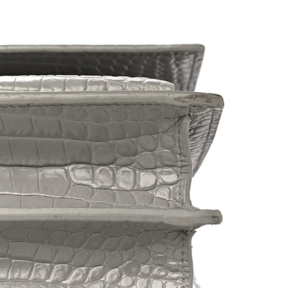Saint Laurent Calfskin Crocodile Embossed Medium Monogram Sunset Gris Perle 11 of 14