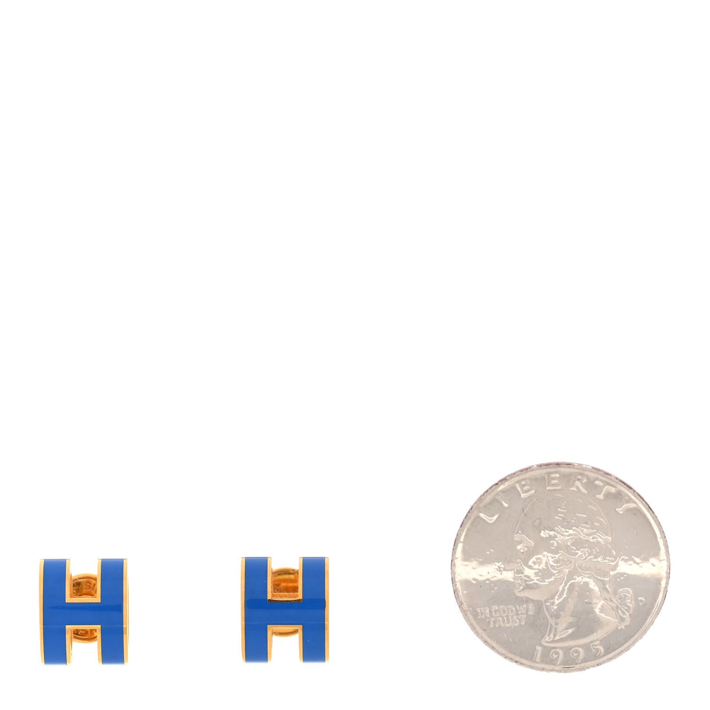 Gold Lacquered Pop H Earrings Bleu Sature