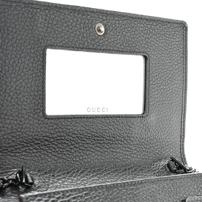 Gucci Dollar Calfskin Enamel Monochrome Mini GG Marmont Chain Wallet Black 6 of 11