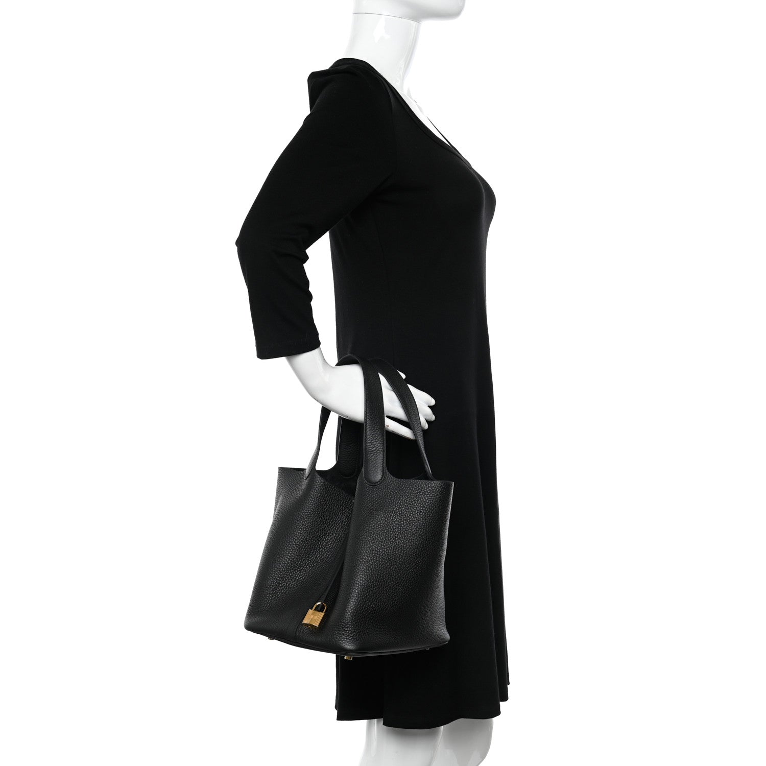 Hermes Taurillon Clemence Picotin Lock 22 MM Black 2 of 10
