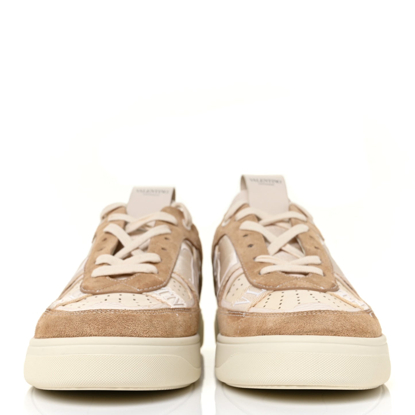 Suede Calfskin Mens VL7N Low Top Sneakers 41 Beige