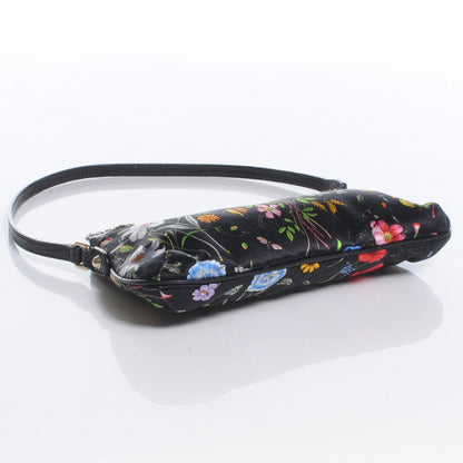 Gucci Silk Flora Flower Garden Bumble Bee Charm Pochette Black 5 of 8