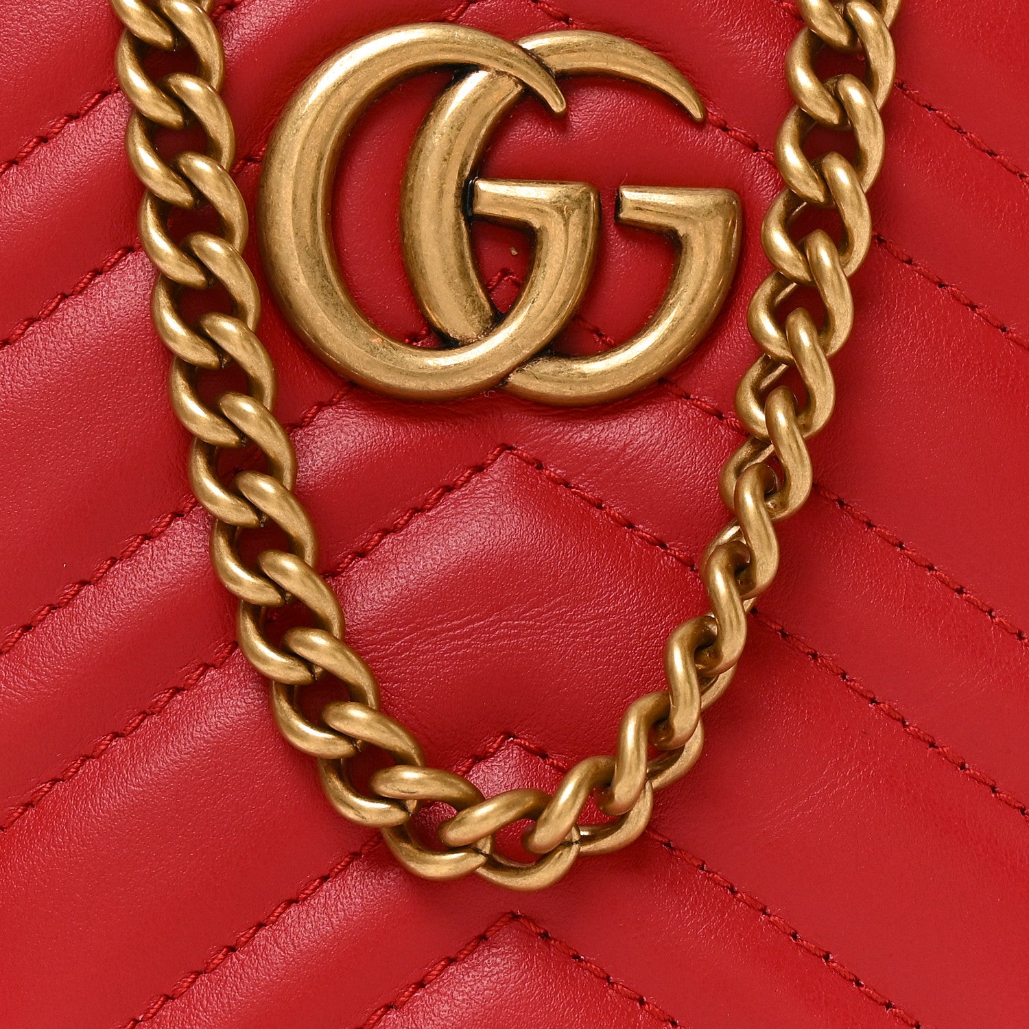 Gucci Calfskin Matelasse Mini GG Marmont Crossbody Bag Hibiscus Red 8 of 11