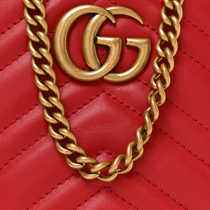 Gucci Calfskin Matelasse Mini GG Marmont Crossbody Bag Hibiscus Red 8 of 11