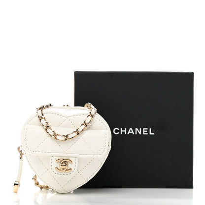 Chanel Lambskin Quilted CC In Love Heart Coin Purse With Chain White 10 of 10