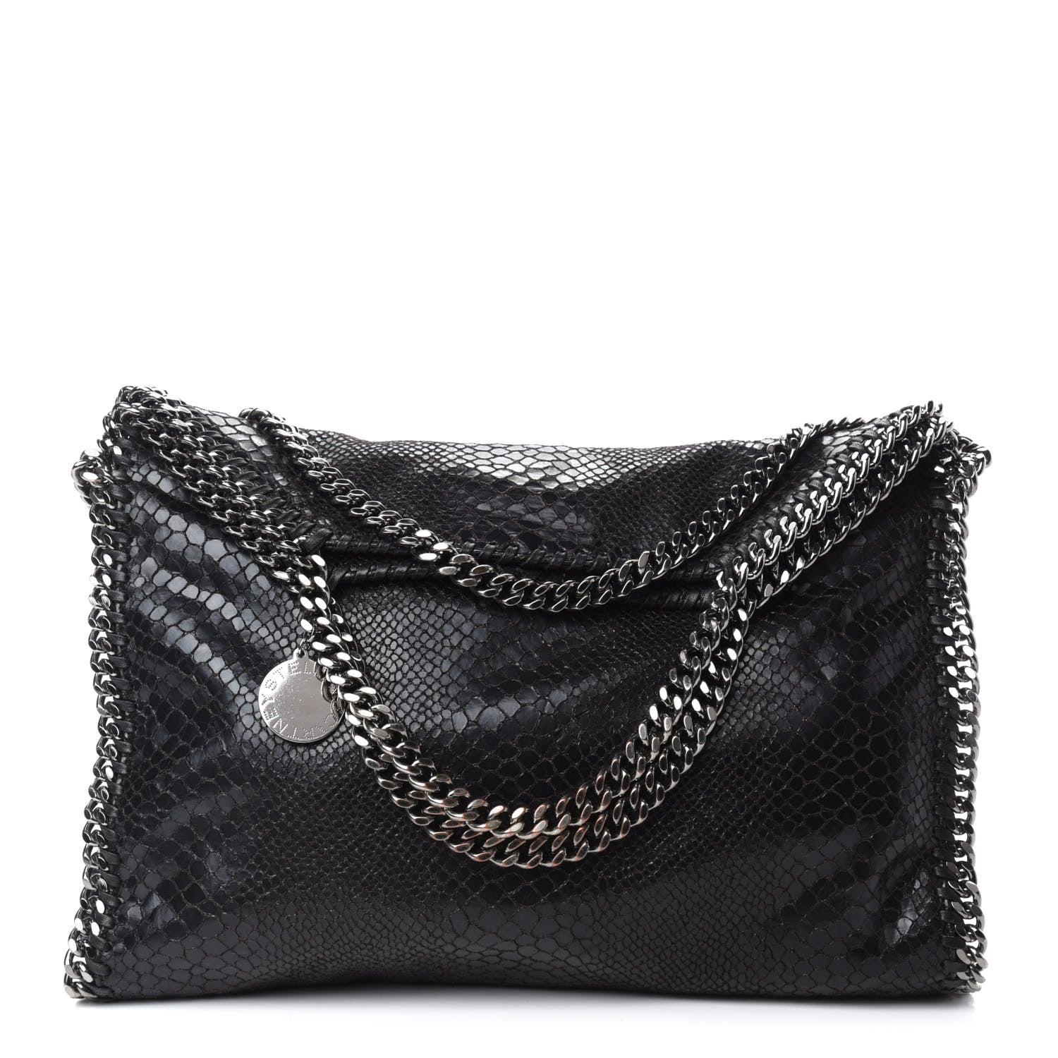 Stella McCartney Snakeskin Effect Falabella Fold Over Tote Black 1 of 11