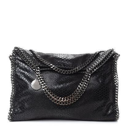 Stella McCartney Snakeskin Effect Falabella Fold Over Tote Black 1 of 11