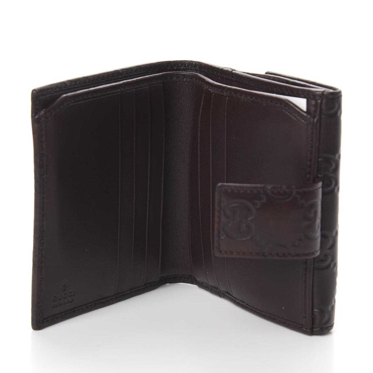 Guccissima Metal Bar French Flap Wallet Dark Chocolate