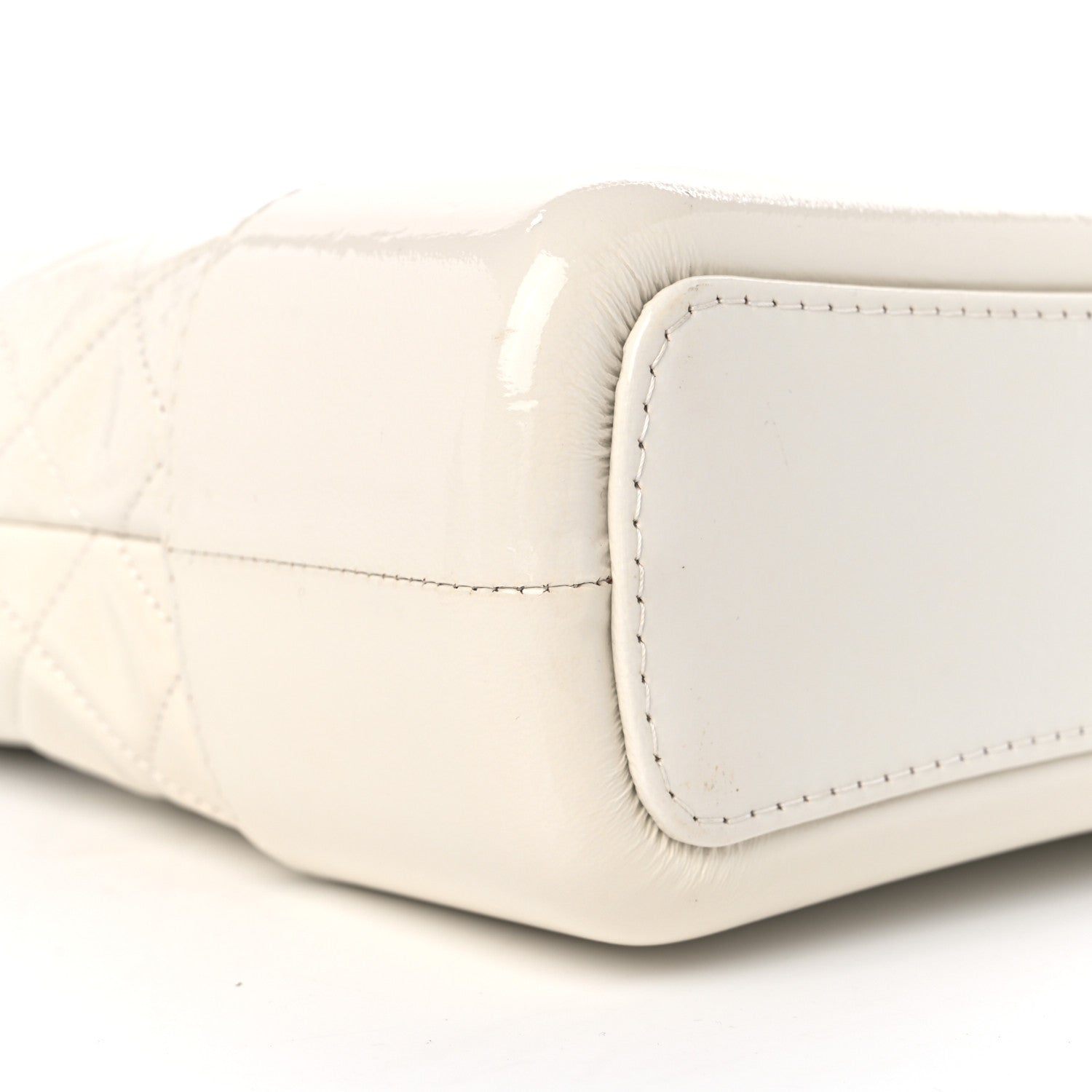 Chanel Patent Goatskin Quilted Medium Gabrielle Hobo White 8 of 10