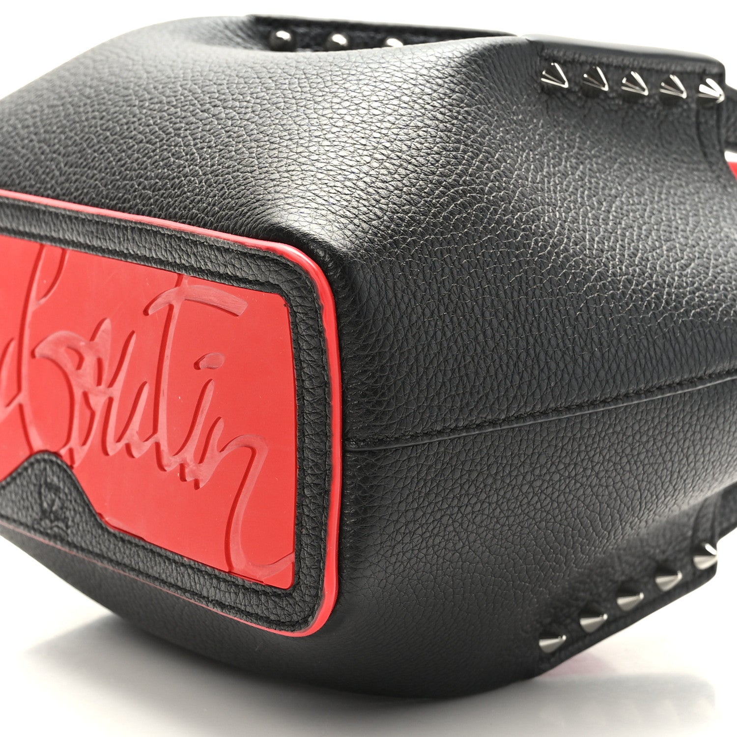 Christian Louboutin Calfskin Spiked Mini Cabarock Shopper Tote Black 8 of 8