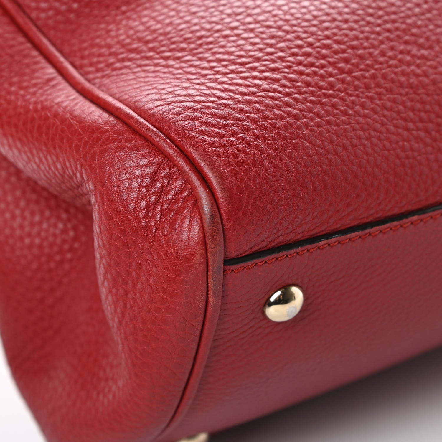 Gucci Pebbled Calfskin Medium Bamboo Shopper Tote Red 12 of 15