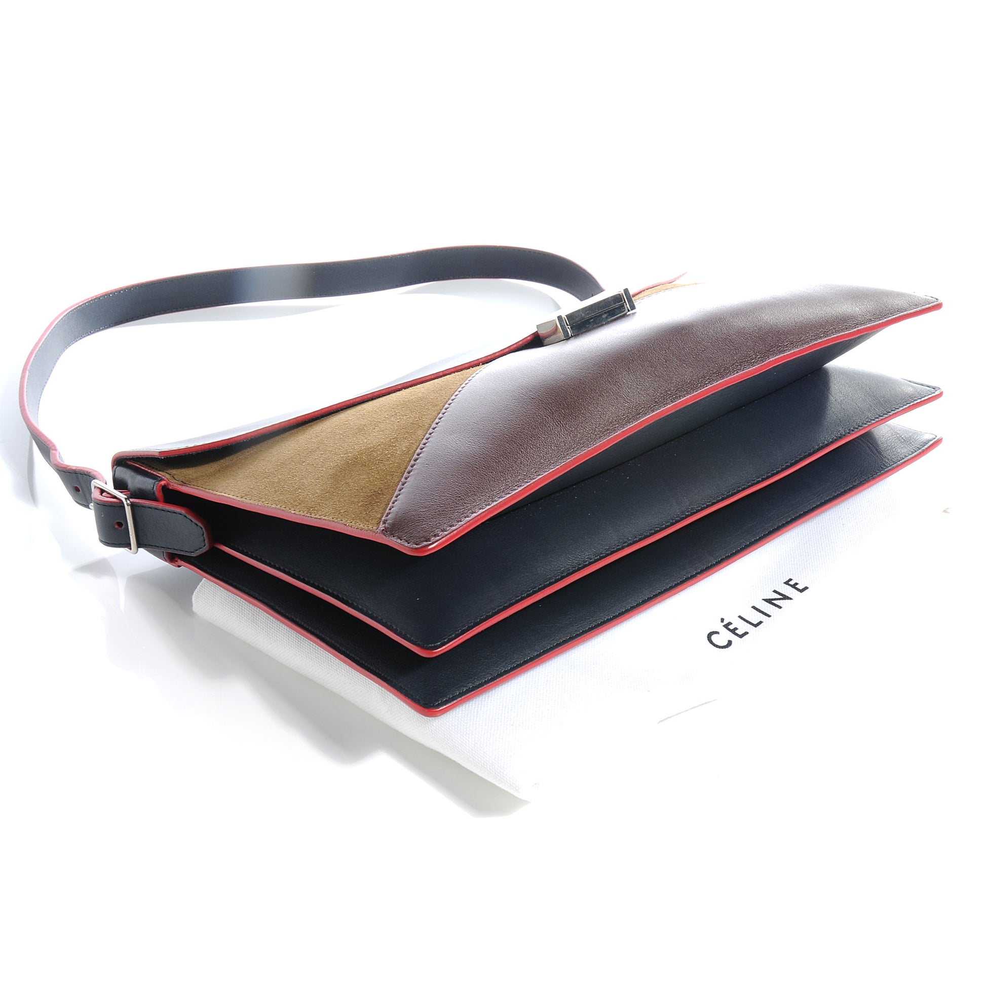 Celine Calfskin Suede Diamond Clutch Jungle 4 of 8