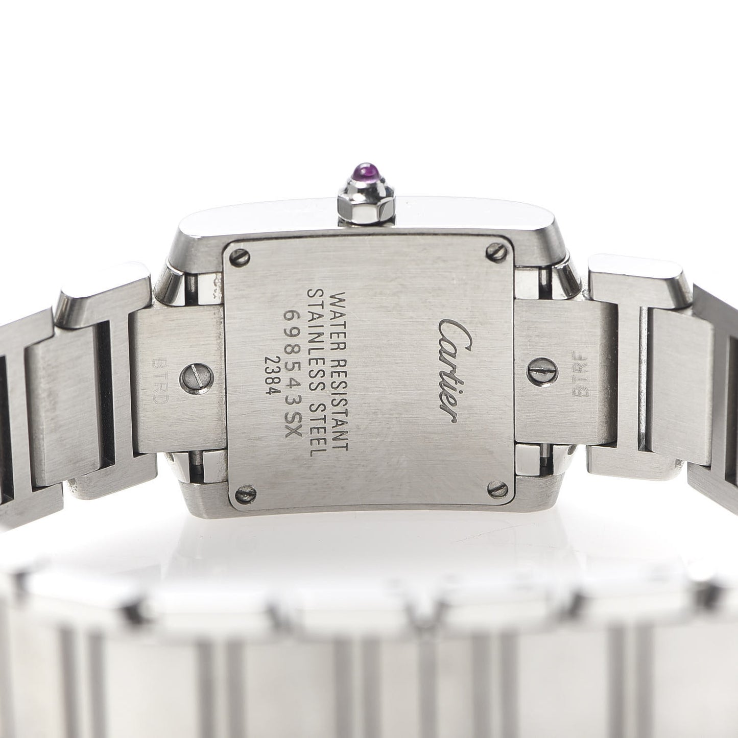 Stainless Steel Pink Mother of Pearl 20mm Tank Francaise Quartz Watch