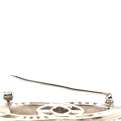 Chanel Crystal Pearl CC Star Coco Flapper Brooch Silver 4 of 4